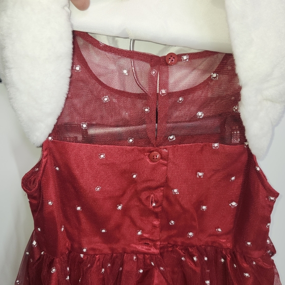 Jona Michelle Red Sparkly Dress with "fur" Shrug - Picture 4 of 5